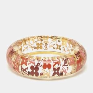 Louis Vuitton  Monogram Inclusion Tangerine Resin Crystals Gold Tone Bracelet 