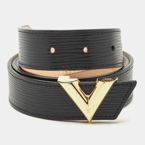 Louis Vuitton Black Epi Leather Essential V Belt 85CM