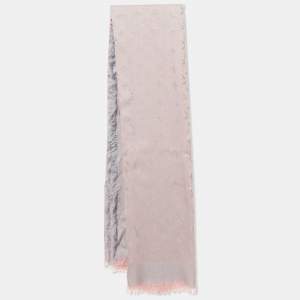 Louis Vuitton Pink Rainbow Monogram Silk and Wool Shawl