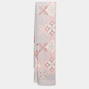 Louis Vuitton Lavender Floral Print Silk Blend Monogram Scarf