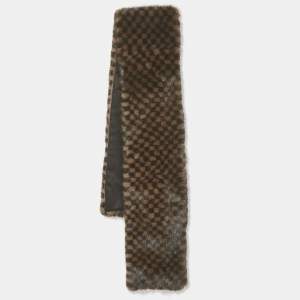 Louis Vuitton Brown Damier Ebene Mink Fur Neck Collar