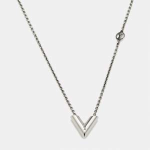 Pre Owned Louis Vuitton Essential V Supple Silver Tone Necklace