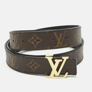 Pre Owned Louis Vuitton Monogram Canvas LV Initiales Reversible Belt 90 CM