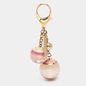 Pre Owned Louis Vuitton Pink Resin Monogram Mini Lin Key Holder and Bag Charm