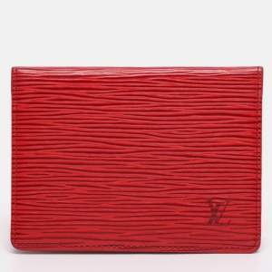 Pre Owned Louis Vuitton Red Epi Leather Porte 2 Cartes Vertical Pass Case