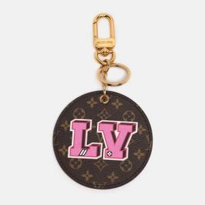 Pre Owned Louis Vuitton Monogram Canvas Stories Heart Round Key Holder and Bag Charm