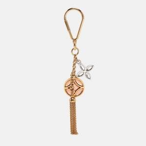Pre Owned Louis Vuitton Monogram Crystal Gold Metal Finish Tassel Key Holder and Bag Charm