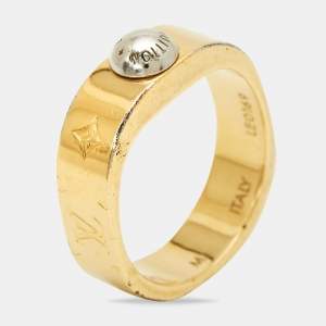 Pre Owned Louis Vuitton Nanogram Two Tone Ring Size 54