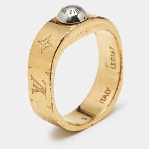 Pre Owned Louis Vuitton Nanogram Two Tone Ring Size 51