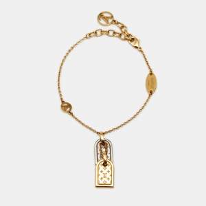 Pre Owned Louis Vuitton Nanogram Two Tone Metal Bracelet