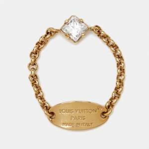 مملوكة مسبقًا Louis Vuitton Lady LV Crystals Gold Tone Single Ring Size 52