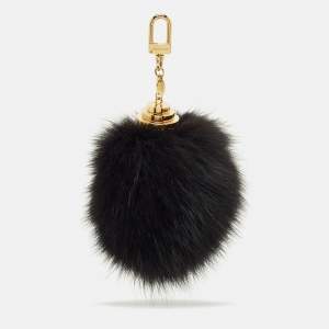 Pre Owned Louis Vuitton Black Mink Fur Fuzzy Bubble Bag Charm