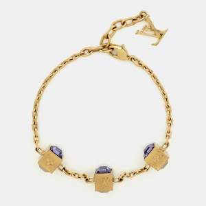 Pre Owned Louis Vuitton Gamble Crystal Gold Tone Bracelet