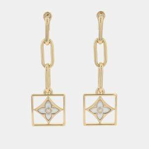 مملوكة مسبقًا Louis Vuitton Boucles D'Oreilles B Blossom Shell Diamond Earrings 18K Yellow Gold