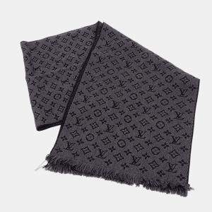 Pre Owned Louis Vuitton Black Wool Monogram Classic Muffler