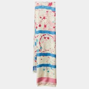 مملوكة مسبقًا Louis Vuitton White André Saraiva Monogram Silk & Wool Shawl 