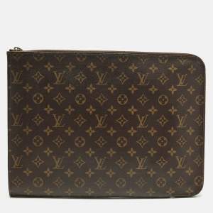 Pre Owned Louis Vuitton Poche Document Portfolio Monogram Canvas Case