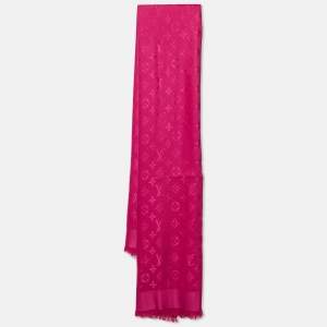 مملوكة مسبقًا Louis Vuitton Hot Pink Monogram Silk & Wool Shawl 