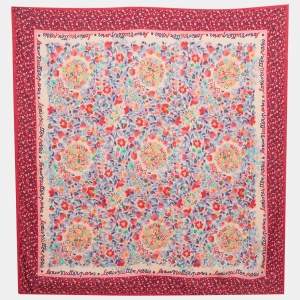 Pre Owned Louis Vuitton Fuchsia Pink Catania Floral Print Silk Scarf