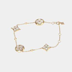 Pre Owned Louis Vuitton Bracelet 4 Motif Blossom BB Pink Gold 18K Diamond Mother Of Pearl Charm Bracelet Pink Gold
