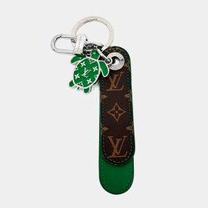 Pre Owned Louis Vuitton Dragone Brown, Green Canvas Keychain
