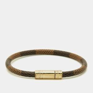 Pre Owned Louis Vuitton Keep It Bracelet Canvas Gold Tone Bracelet