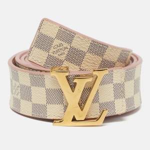 مملوكة مسبقًا Louis Vuitton LV Initiales 80CM Belt Rose Poudre Damier Azur Canvas