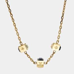 مملوكة مسبقًا Louis Vuitton Gamble Crystals Gold Tone Necklace