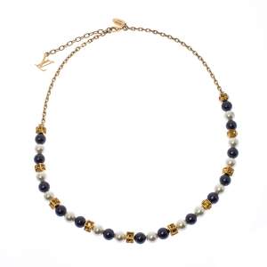 Louis Vuitton Multicolor Crystal Embellished Cry Me A River Pearl Gold Tone Necklace