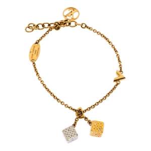 مملوكة مسبقًا Louis Vuitton Crystal Dice Charm Gold Plated Luckygram Bracelet
