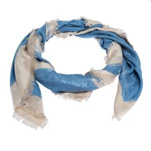 Pre Owned وشاح لوي فيتون ارتي صوف و حرير مونوغرامي أزرق 