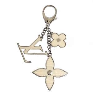 Pre Owned Louis Vuitton Cream White Fleur d'Epi Silver Tone Bag Charm