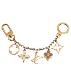 Pre Owned حلية حقيبة لوي فيتون فلور دو لون ذهبي ايناميل مونوغرامية