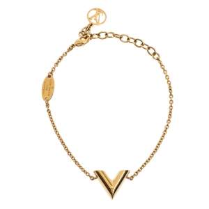 Pre Owned Louis Vuitton LV & Me Letter V Gold Tone Bracelet