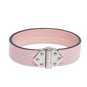 Pre Owned Louis Vuitton Rose Clair Epi Leather Spirit Bracelet Size 17