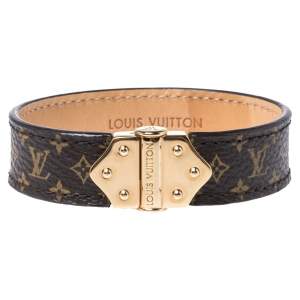 Pre Owned Louis Vuitton Brown Monogram Canvas Nano Bracelet 17