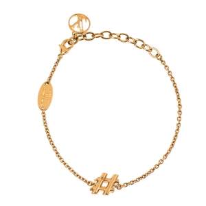 Pre Owned Louis Vuitton Gold Tone LV & Me Hashtag Bracelet