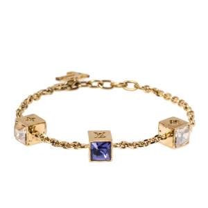 Pre Owned Louis Vuitton Gamble Crystal Gold Tone Bracelet