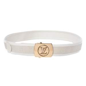 مملوكة مسبقًا Louis Vuitton White Monogram Canvas Logo Plague Buckle Belt 80CM