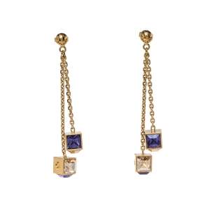 مملوكة مسبقًا Louis Vuitton Gamble Crystal Gold Tone Dangle Earrings