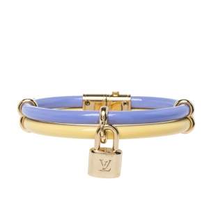 Pre Owned Louis Vuitton Vernis Leather Keep It Twice Gold Tone Bracelet 
