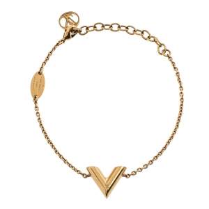 Pre Owned Louis Vuitton Essential V Gold Tone Chain Link Bracelet