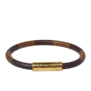 Pre Owned Louis Vuitton Keep It Damier Canvas Gold Tone Bracelet