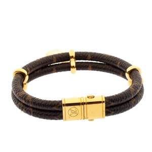 Pre Owned Louis Vuitton Keep It Twice Monogram Canvas Padlock Charm Bracelet