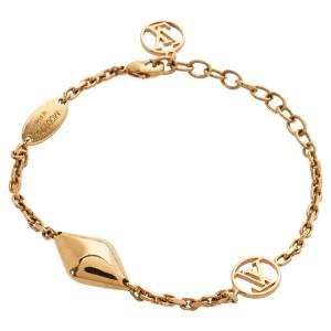 Pre Owned Louis Vuitton Gold Tone Malletage Supple Bracelet 