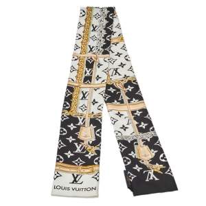 Pre Owned Louis Vuitton Black Logo Monogram Silk Bandeau 