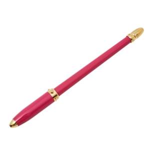 Pre Owned Louis Vuitton Pink Enamel Gold Tone Agenda Ballpoint Pen
