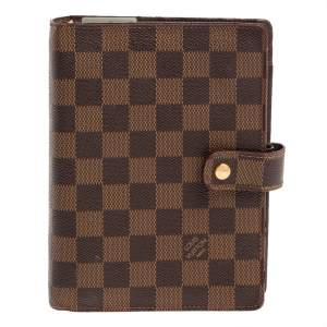 Pre Owned Louis Vuitton Damier Ebene Canvas Medium Ring Agenda Cover