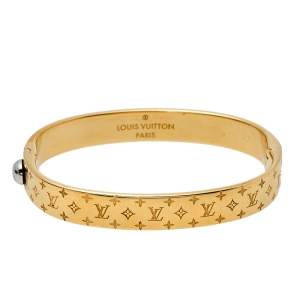 Pre Owned Louis Vuitton Engraved Monogram Pattern Nanogram Cuff Bracelet M