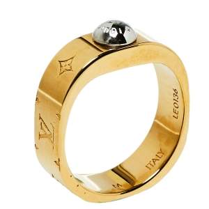 Pre Owned Louis Vuitton Two Tone Nanogram Ring M